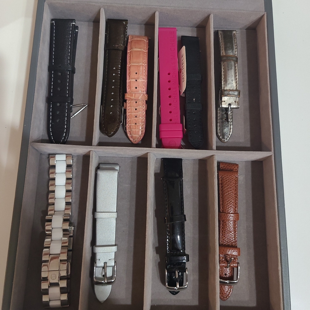 Michele Women's Watch Straps - Black, Brown, Pink, Silver, White